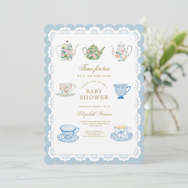 Time for tea Baby Shower Invitation (Standing Front)