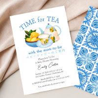 Time for Tea Baby Shower Teacup Lemon Citrus Blue
