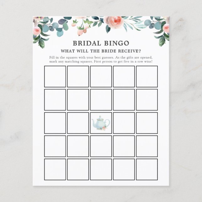 Time for Tea Bridal Bingo Game Card (Front)