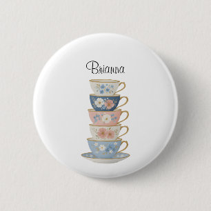Time for Tea Bridal Shower Favour Name Tag 6 Cm Round Badge