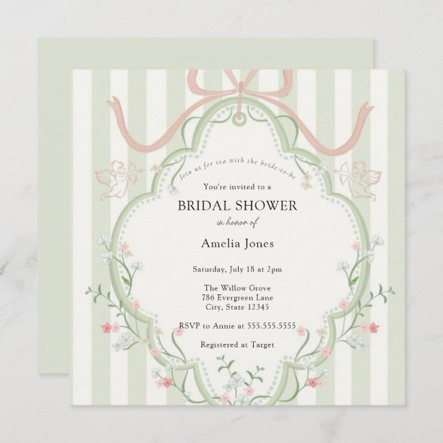 Time for Tea Bridal Shower Wildflower  Invitation (Front/Back)