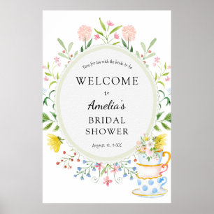 Time for Tea Bridal Shower Wildflower Welcome Foam Poster