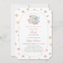 Time For Tea Elegant Blush Pink Floral Baby Shower
