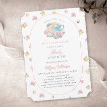 Time For Tea Elegant Blush Pink Floral Baby Shower