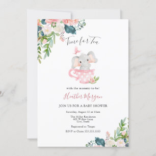 Time for Tea Elephant Baby Shower Invitation