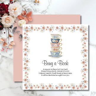 Time for Tea Floral Bridal Shower Enclosure Card