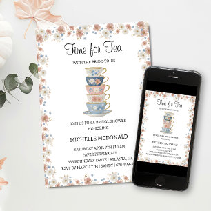 Time for Tea Floral Bridal Shower Invitation