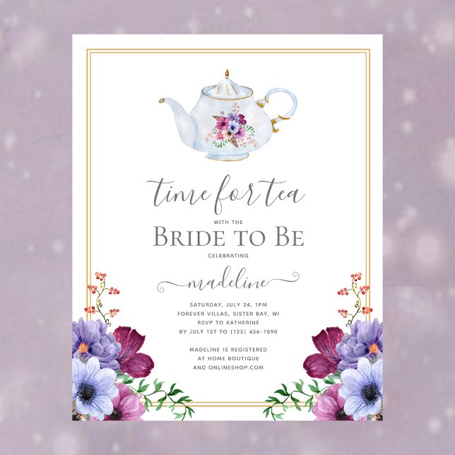 Time For Tea Floral Bridal Shower Invite  Flyer (Creator Uploaded)