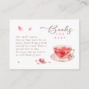 Time for tea glass teacup roses books for baby enclosure card