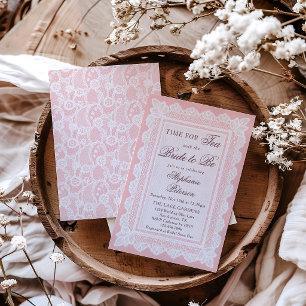 Time For Tea Pink Lace Tea Party Bridal Shower Invitation