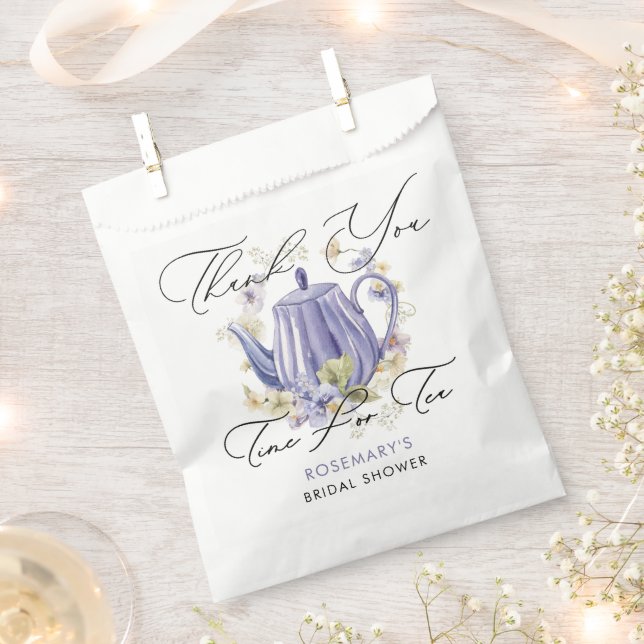 Time For Tea Purple Teapot Bridal Shower  Favour Bags (Clipped)