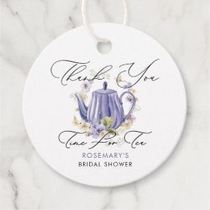 Time For Tea Purple Teapot Bridal Shower Favour Tags