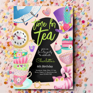 Time for tea, tea birthday invitation