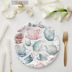 Time for Tea Vintage Pattern Paper Plate