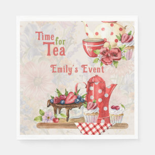 Time for Tea! Vintage Retro Afternoon Tea Party Napkin
