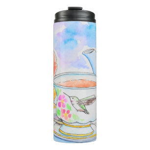 Time for Tea Watercolor Painting Thermal Tumbler