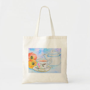 Time for Tea Watercolor Painting Tote Bag