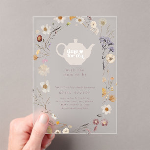 Time for Tea with Mum To Be Baby Shower Acrylic Invitations