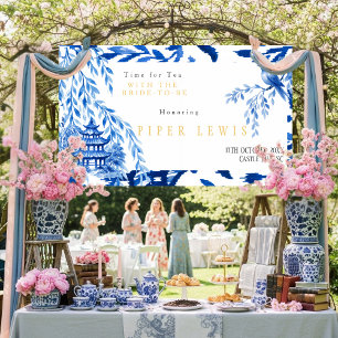 Time for Tea with the Bride -to-be Blue Banner