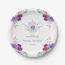Time for Tea With the Bride To Be Bridal Shower Paper Plate