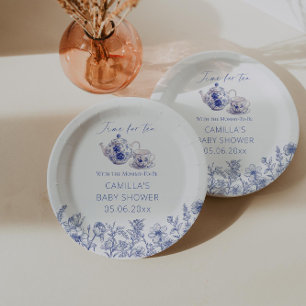 Time For Tea With The Mummy To Be Toile Shower  Paper Plate