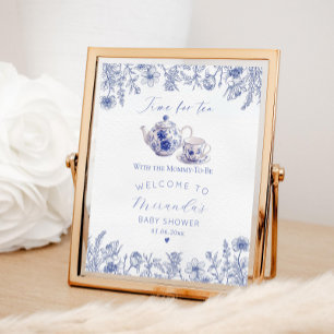 Time For Tea With The Mummy To Be Toile Welcome Poster