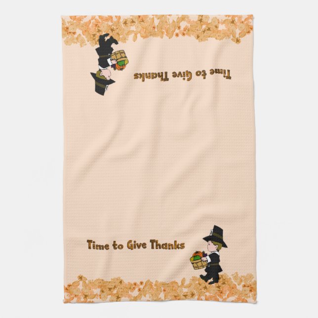 Time for Thanksgiving  Pilgrim Towels (Vertical)
