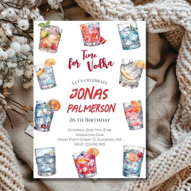 Time for vodka,  adults birthday party invitation (Creator Uploaded)