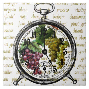 Time for Wine Vintage Clock Tile Trivet