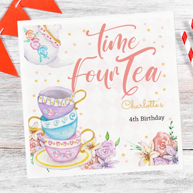 Time four tea,  forth birthday napkin (Creator Uploaded)