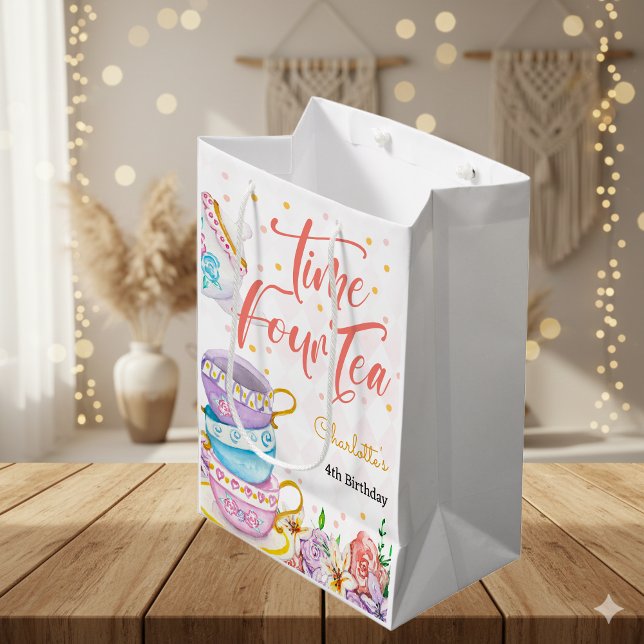 Time four tea, forth tea birthday medium gift bag (Creator Uploaded)