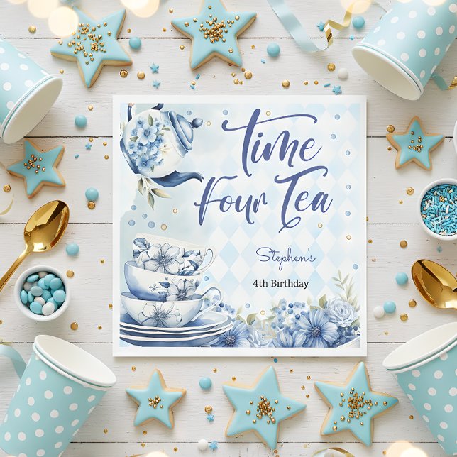 Time four tea, fourth birthday for kids napkin (Creator Uploaded)