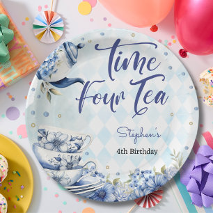 Time four tea, fourth birthday for kids paper plate