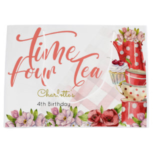 Time four tea, tea flowery birthday large gift bag
