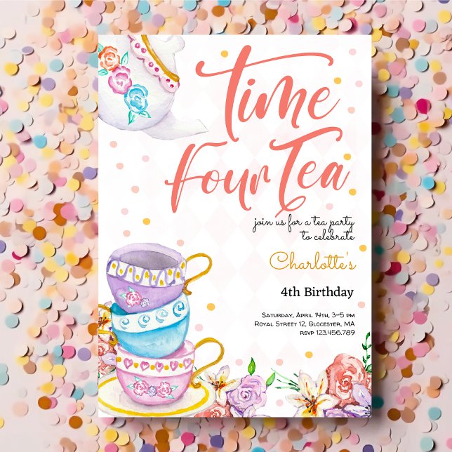 Time four thea, fourth tea birthday invitation (Creator Uploaded)