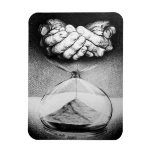 Time Hourglass hands Pencil drawing Surreal art Magnet