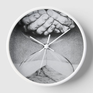 Time Hourglass hands Pencil drawing Surreal art Wall Clock