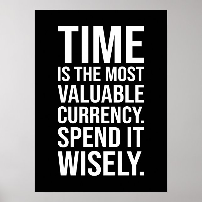 Time Is Currency, Spend Wisely, Success Motivation Poster (Front)