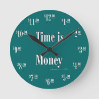 Time is Money Clock - White text on green
