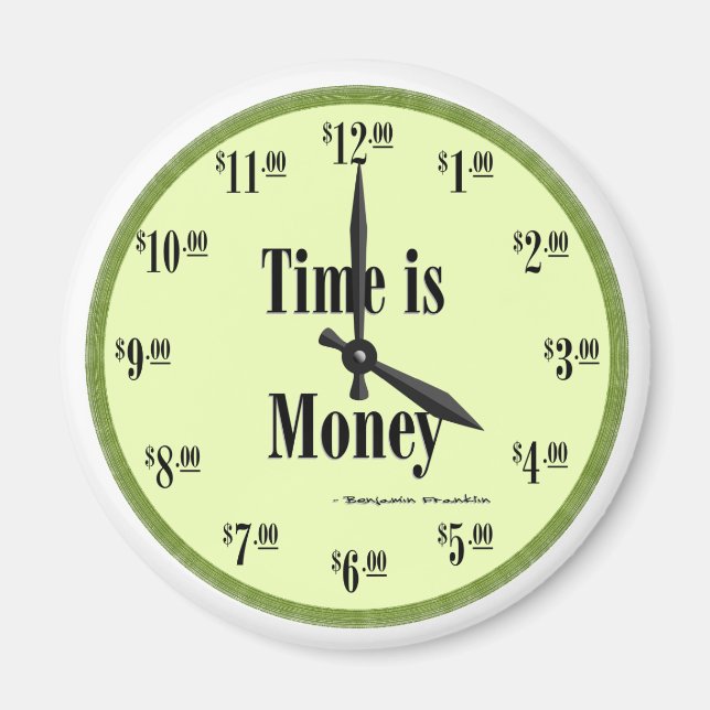 Time is Money - Green Clock Face Magnet (Front)