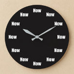 Time is Now Mindfulness Yoga Meditation Large Clock<br><div class="desc">This minimalist clock replaces numbers with a powerful message: now. Every glance becomes a gentle nudge to return to the present, making it a perfect addition to a meditation space, yoga studio, home office, or anywhere you want to cultivate peace and focus. Designed for those who value mindfulness, intentional living,...</div>