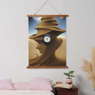 Time Is Up Wood Topped Wall Tapestry