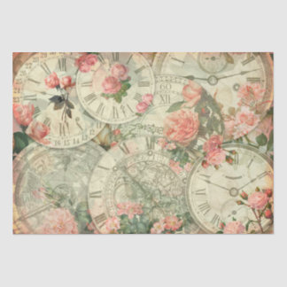 Time Keeper Vintage Clocks Floral Decoupage Tissue Paper