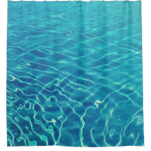 Time lapse photography of blue body of water shower curtain