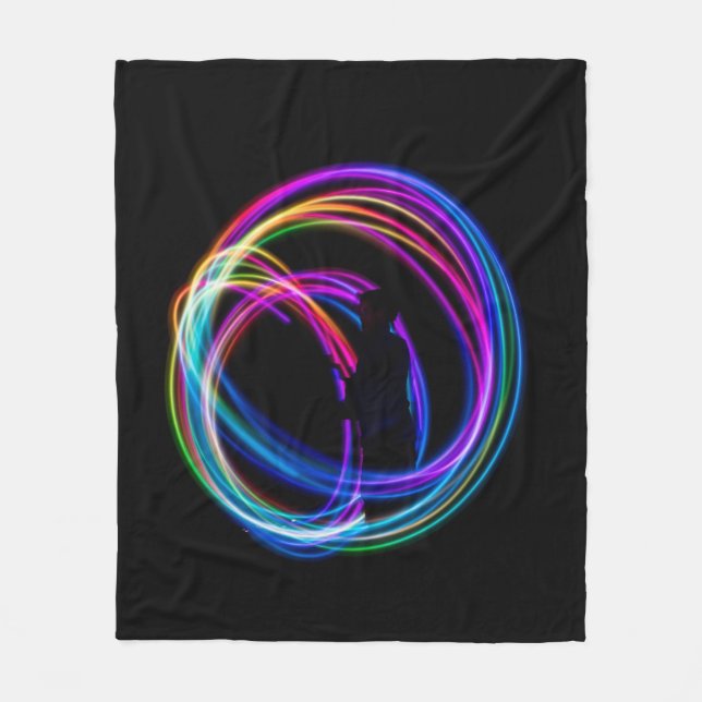 Time-lapse photography of lights fleece blanket (Front)