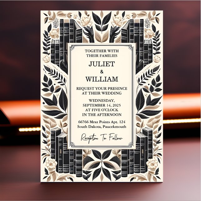 Time Library Old English Book Club Cover Wedding Invitation (Creator Uploaded)