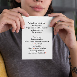 Time Machine Boy Man Punch Funny Sci-Fi Birthday Holiday Card