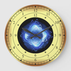 Time Machine ~ Glowing Blue Wave Time Portal ~  Large Clock
