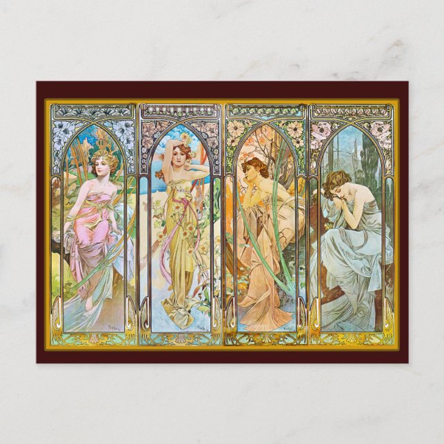 Time of the Day, Alphonse Mucha Postcard (Front)