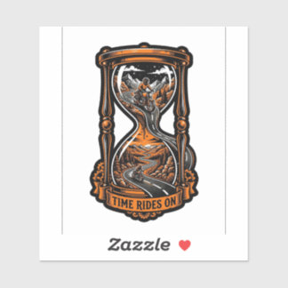 Time Rides On Hourglass Sticker — Biker Decal